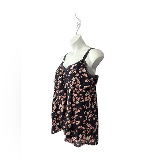 NWOT, Claire France, Plus Size Floral Tankini Top, 3X, Pink, Navy - Picture 7 of 9